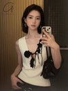 SWAYING/KNIT water drop hollow silk vest SW24SS1T34 white